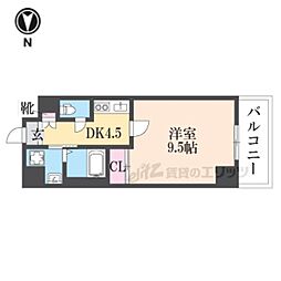 アスティムII 7階1Kの間取り