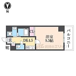 アスティムII 8階1Kの間取り