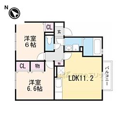 コンフォール・ヴィラA 2LDKの間取図画像