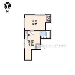 Casahills園部 1DKの間取図画像