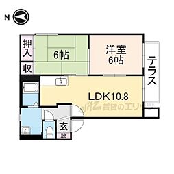 京都丹後鉄道宮豊線 与謝野駅 5.9kmの賃貸アパート 1階2LDKの間取り