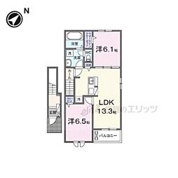 キング・ヒルズI 2階2LDKの間取り