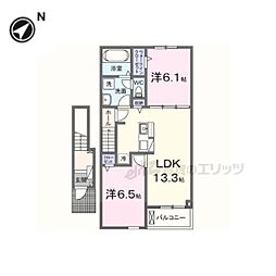 グラン・サフィールII 2階2LDKの間取り