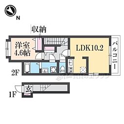 リガシー 2階1LDKの間取り