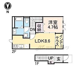JR福知山線 篠山口駅 徒歩14分の賃貸アパート 2階1LDKの間取り
