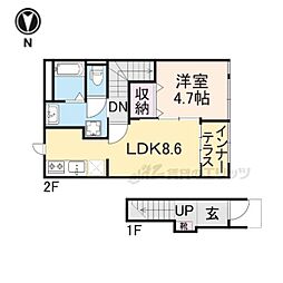 JR福知山線 篠山口駅 徒歩14分の賃貸アパート 2階1LDKの間取り