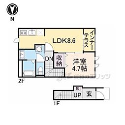 JR福知山線 篠山口駅 徒歩14分の賃貸アパート 2階1LDKの間取り