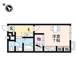 レオパレス真 2階1Kの間取り