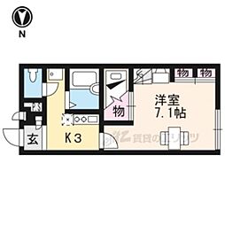 レオパレスハーモニー垣添 1階1Kの間取り