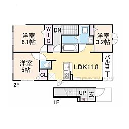ソレイユいぬい 2階3LDKの間取り