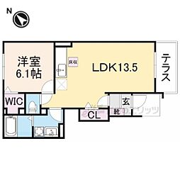 スカイヒルズコート 1階1LDKの間取り
