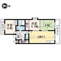 スクエアメゾン並河Ａ棟 3階3LDKの間取り