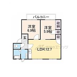 セントラルヴィラ 2階2LDKの間取り