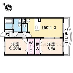 ピニーズコート 2LDKの間取図画像