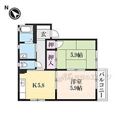 メゾンラッキービレッジ2 2Kの間取図画像