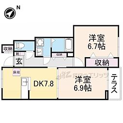 サンシャインB 2DKの間取図画像