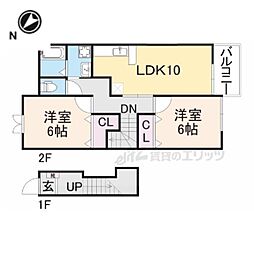 ハイファインフジ 2LDKの間取図画像