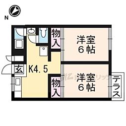 宮町ハイツ 2Kの間取図画像
