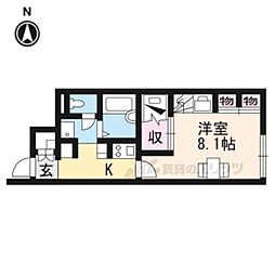 レオパレス篠山 1Kの間取図画像