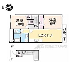 アボンデーレB 2LDKの間取図画像