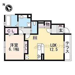 ロイヤルタウン篠山口A 1LDKの間取図画像