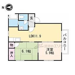 ファミーユB棟 2LDKの間取図画像