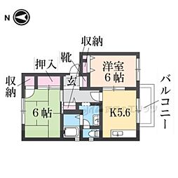 マノワールC棟 2Kの間取図画像