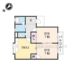テクノハイツ 2DKの間取図画像