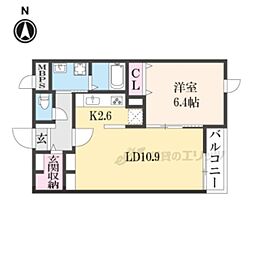 グレイス岡崎 1LDKの間取図画像