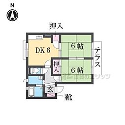 ファミールコーポ高屋8 2DKの間取図画像