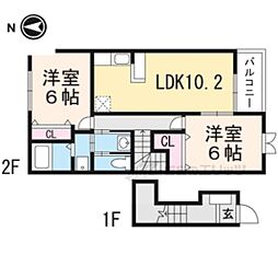 ウッズ5 2LDKの間取図画像