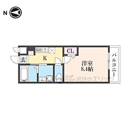 プラベース井倉 1Kの間取図画像