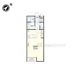 プレジール荒山1 ワンルームの間取図画像