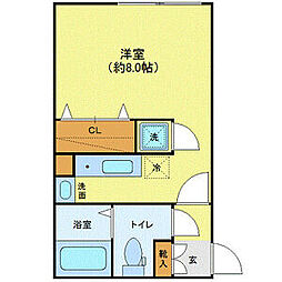 都営三田線 千石駅 徒歩6分の賃貸マンション 2階ワンルームの間取り