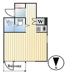 東京メトロ千代田線 西日暮里駅 徒歩8分の賃貸マンション 2階ワンルームの間取り