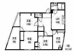都営大江戸線 練馬駅 徒歩5分の賃貸マンション 4階5LDKの間取り