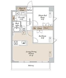 都電荒川線 宮ノ前駅 徒歩3分の賃貸マンション 5階2LDKの間取り