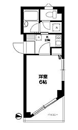 都営大江戸線 落合南長崎駅 徒歩12分の賃貸マンション 2階1Kの間取り