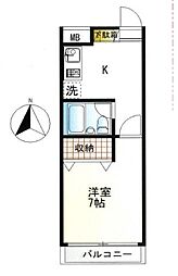 西武池袋線 中村橋駅 徒歩8分の賃貸マンション 1階1Kの間取り