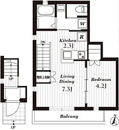 東京メトロ有楽町線 氷川台駅 徒歩12分の賃貸アパート 2階1LDKの間取り
