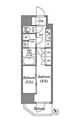 都電荒川線 新庚申塚駅 徒歩1分の賃貸マンション 3階2Kの間取り