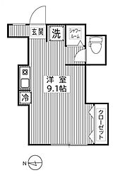 東京メトロ南北線 本駒込駅 徒歩8分の賃貸アパート 1階ワンルームの間取り