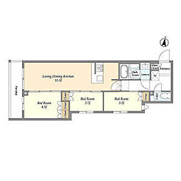 西武池袋線 中村橋駅 徒歩7分の賃貸マンション 2階3LDKの間取り
