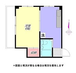 都営大江戸線 練馬駅 徒歩8分の賃貸マンション 2階1Kの間取り