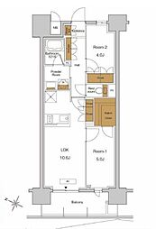JR京浜東北・根岸線 東十条駅 徒歩5分の賃貸マンション 9階2LDKの間取り