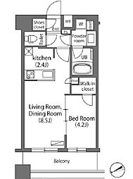 西武有楽町線 練馬駅 徒歩5分の賃貸マンション 14階1LDKの間取り