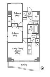日暮里舎人ライナー 赤土小学校前駅 徒歩7分の賃貸マンション 12階2LDKの間取り