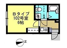 西武池袋線 中村橋駅 徒歩8分の賃貸マンション 1階1Kの間取り