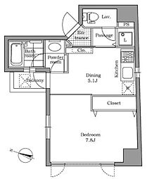 都営三田線 千石駅 徒歩3分の賃貸マンション 12階1DKの間取り