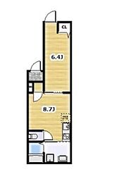 西武新宿線 沼袋駅 徒歩16分の賃貸アパート 2階1LDKの間取り